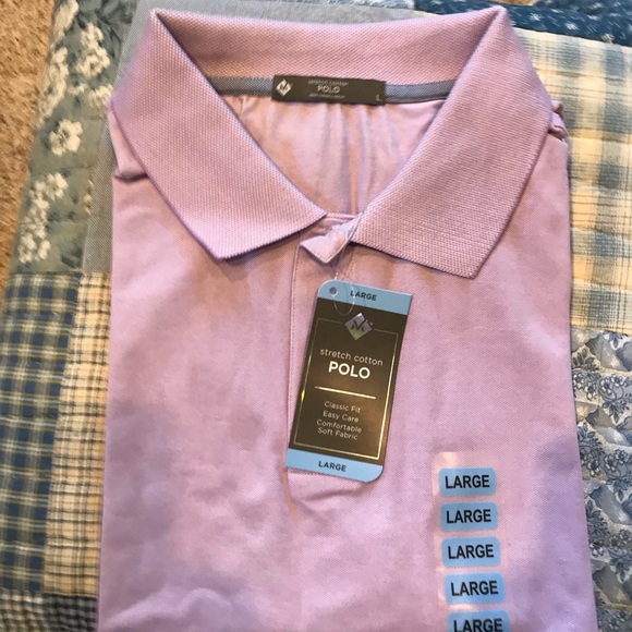 Brand New Members Mark Mens Lavender Polo Short Sleeve Collard 2 Button Sz Large - Picture 1 of 3
